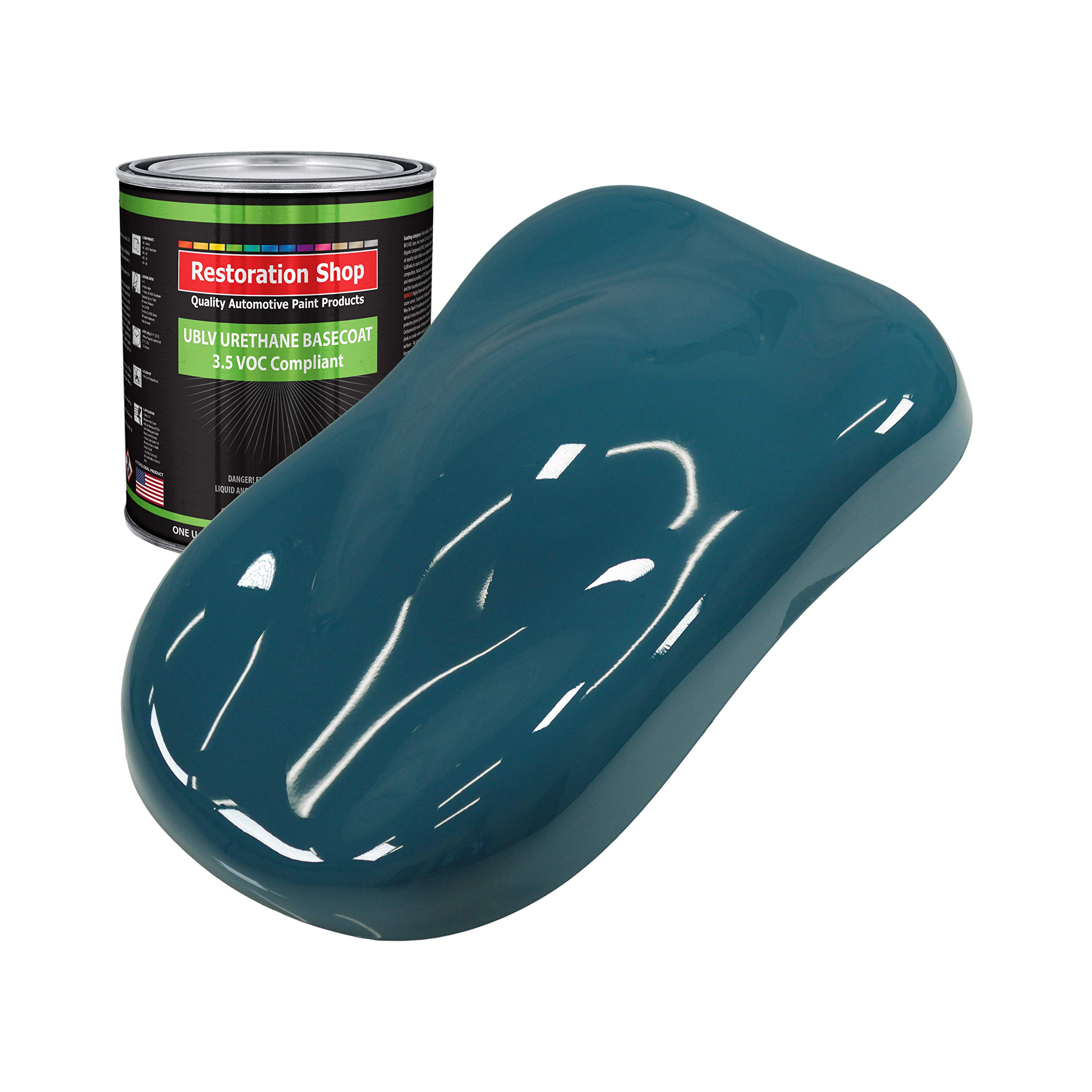 Restoration Shop - Low VOC Urethane Basecoat Auto Paint - Transport Blue (Quart) - High Gloss Professional Automotive Coating for Cars & Trucks - Perfect for Auto Body Repair & Vehicle Refinishing