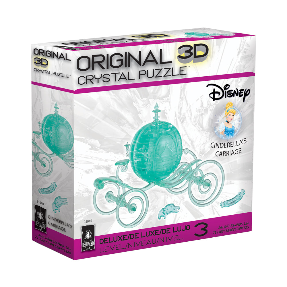 Disney Cinderella's Aqua Carriage 3D Crystal Puzzle - 71 Piece Brain Teaser for Adults & Teens | Perfect Gift for Disney Fans, Collectors & Puzzle Lovers | Home Decor, Office Display & Relaxation Activity