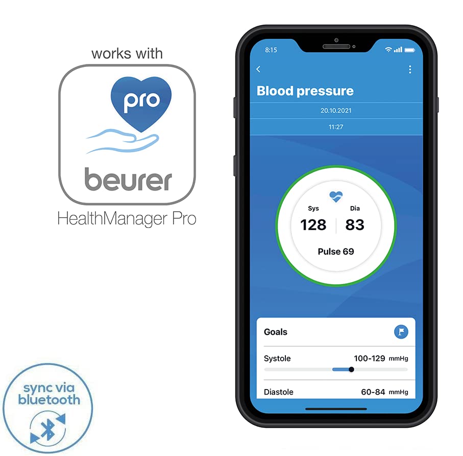 Beurer BM 77 Bluetooth Upper Arm Blood Pressure Monitor with Patented Rest Indicator - Wireless Smart BP Cuff for Adults & Pregnant Women - Track & Manage Hypertension at Home or On-the-Go