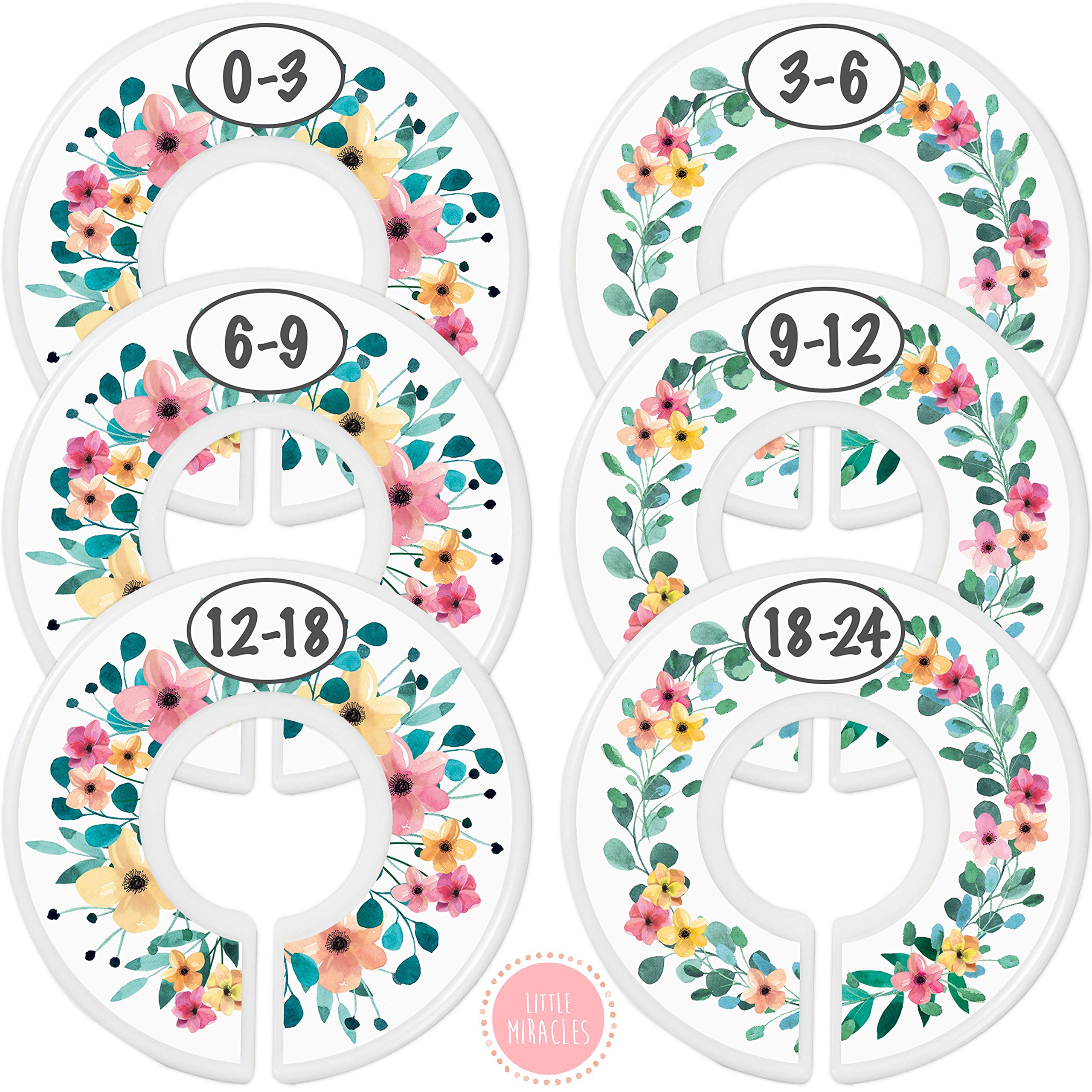 Rustic Floral Baby Closet Dividers - Nursery Closet Organizer for Baby Clothes by Month - Perfect for Baby Girl Nursery Decor & Clothing Racks - Ideal for Newborns, Toddlers, and Gift Registries