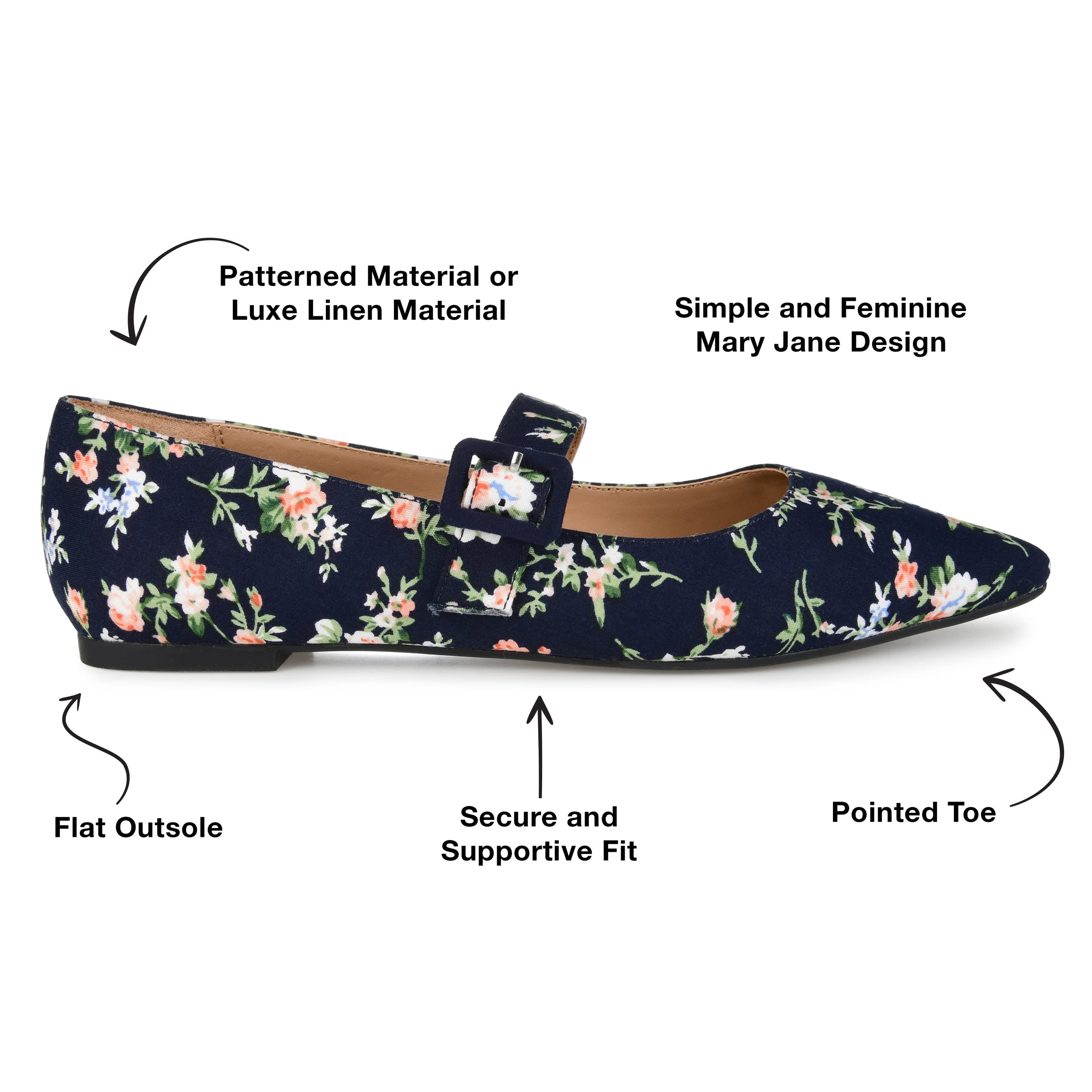 Journee Women's Karissa Comfortable Dress Flats - Stylish & Versatile Ballet Flats for Work, Office, and Casual Outfits