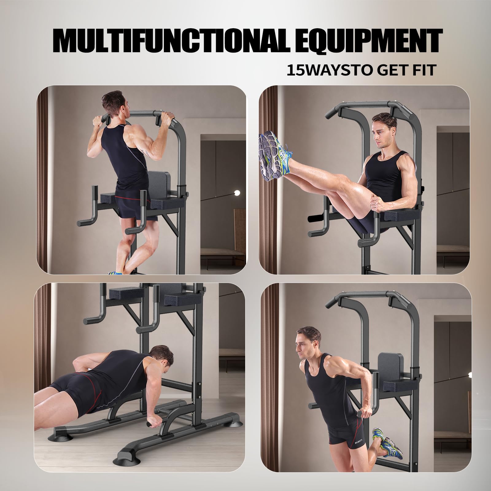 Adjustable Power Tower for Pull Ups & Dips – Multi-Function Home Gym Strength Training Equipment for Full-Body Workouts | Perfect for Home Fitness, Calisthenics & Muscle Building