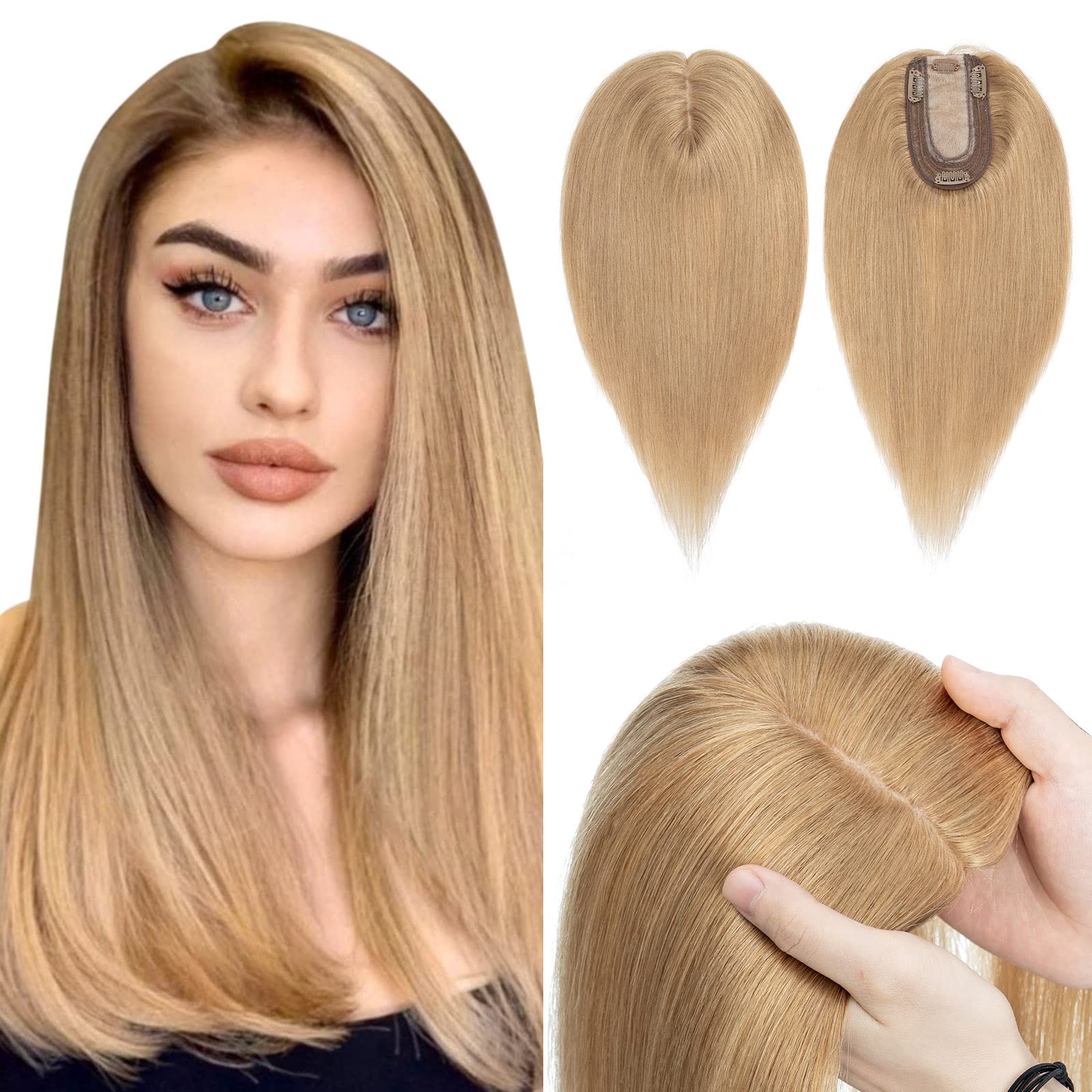 Hairro Real Human Hair Toppers for Women - Clip-In Hairpieces with Breathable Silk Base for Thinning Hair, Hair Loss & Grey Coverage | Perfect for Daily Wear, Special Occasions & Confidence Boosting