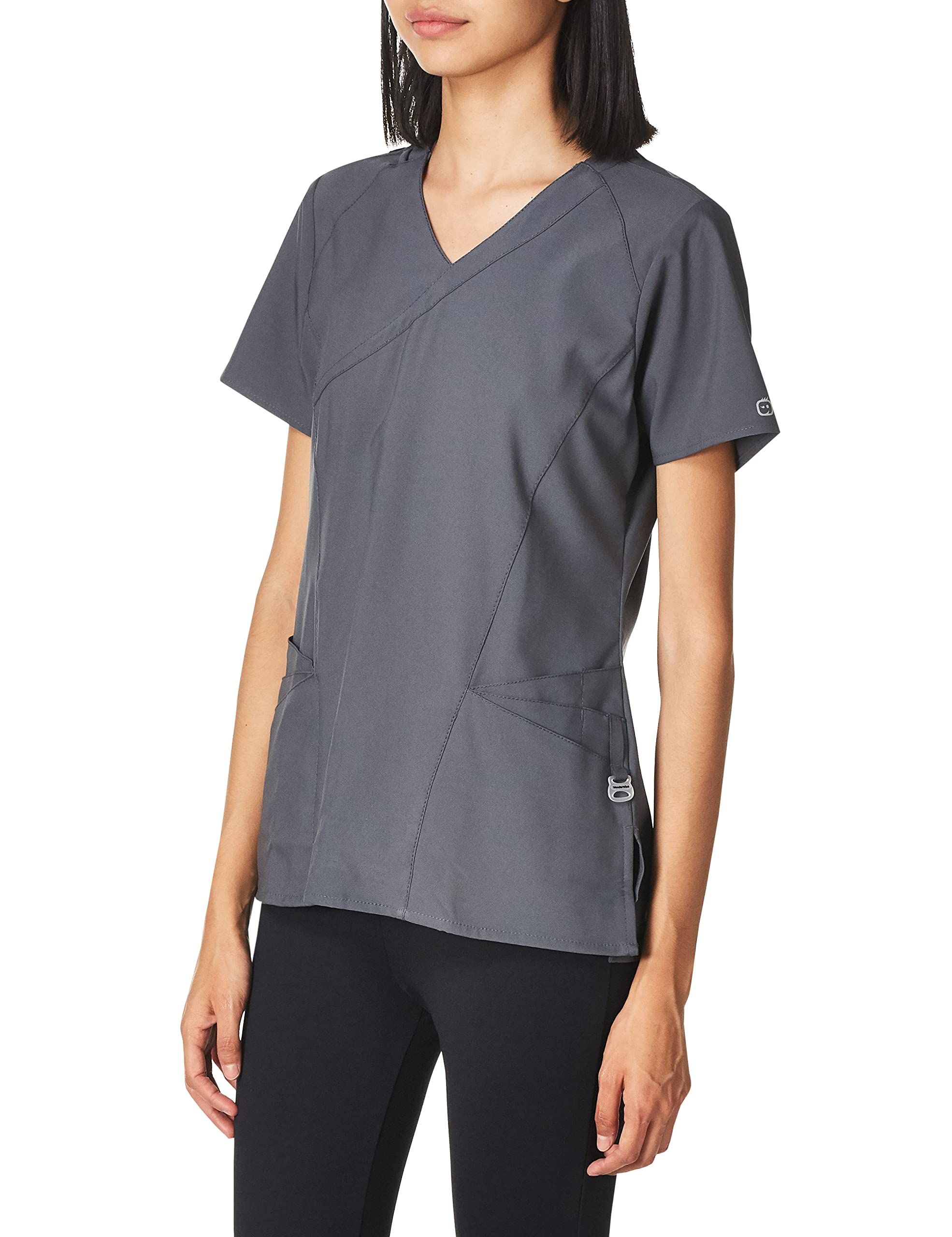 WonderWink Women's Mock Wrap Top - Comfortable & Stylish Nursing Scrubs for Healthcare Professionals - Perfect for Hospitals, Clinics & Medical Work