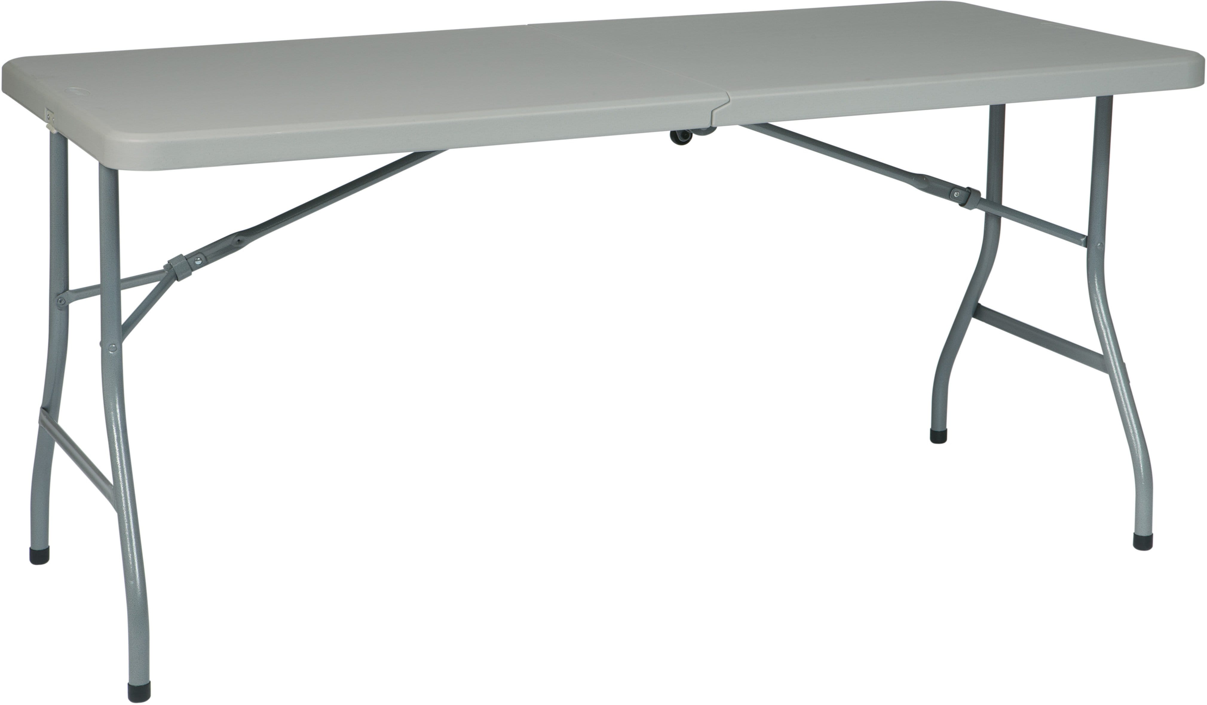 Office Star Work Smart™ 5-Foot Resin Folding Table with Wheels - Portable & Sturdy Conference Desk for Home Office, Events, and Outdoor Use [BT5FQW]