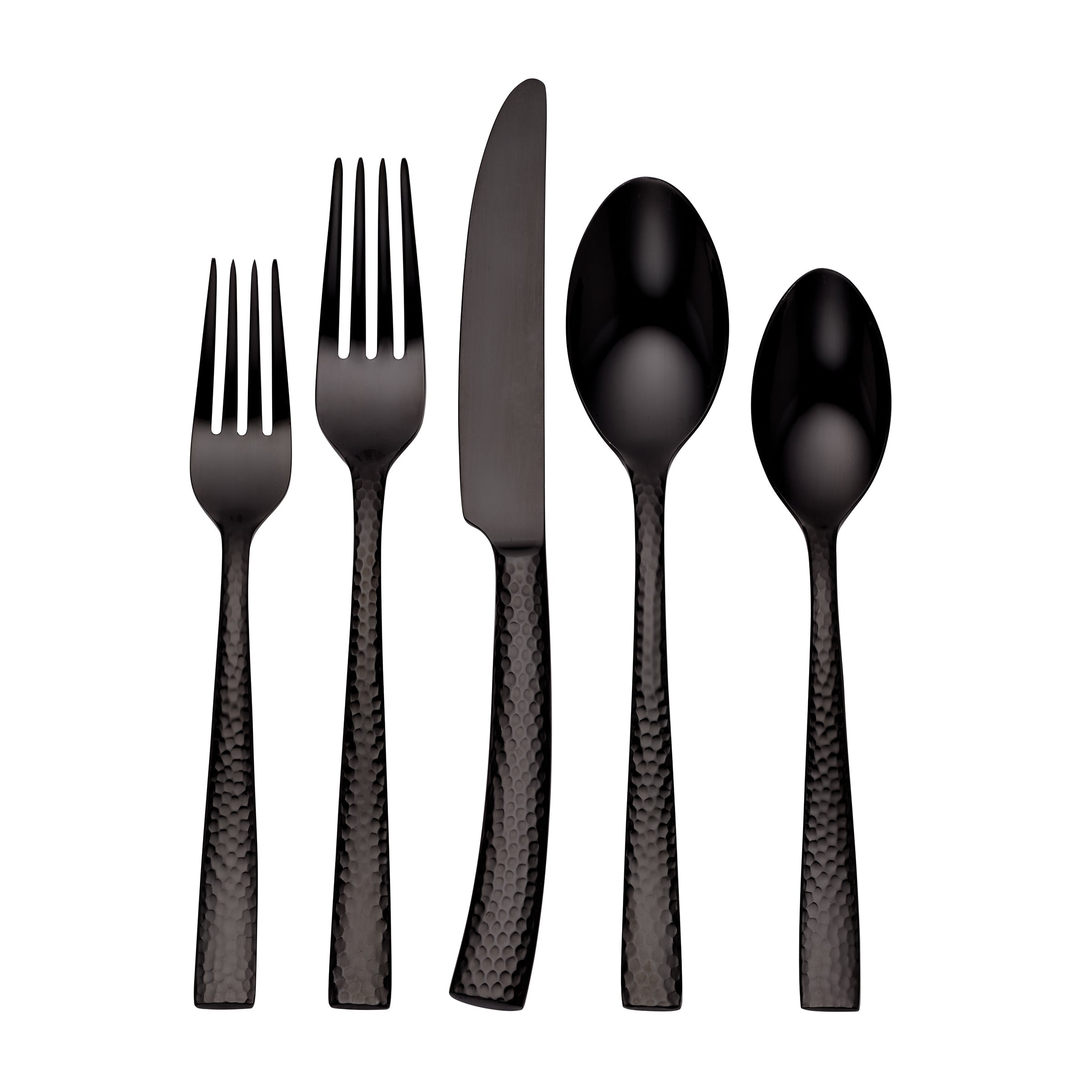 Paris Hammered Gunmetal Titanium 20-Piece Flatware Set - Elegant Dinnerware for Fine Dining, Wedding Gifts & Home Entertaining
