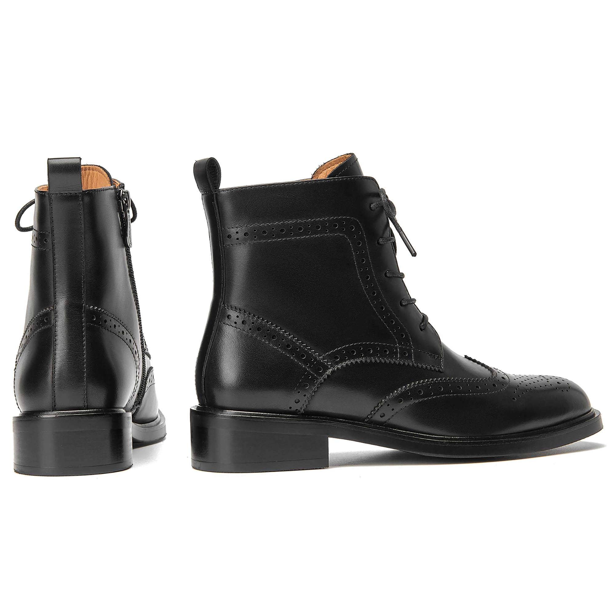 **BEAU TODAY Women's Combat Boots - Leather Ankle Boots for Fall & Winter | Dressy Wingtip Oxfords with Lace-Up Design | Perfect for Casual Outfits, Work & Night Out**