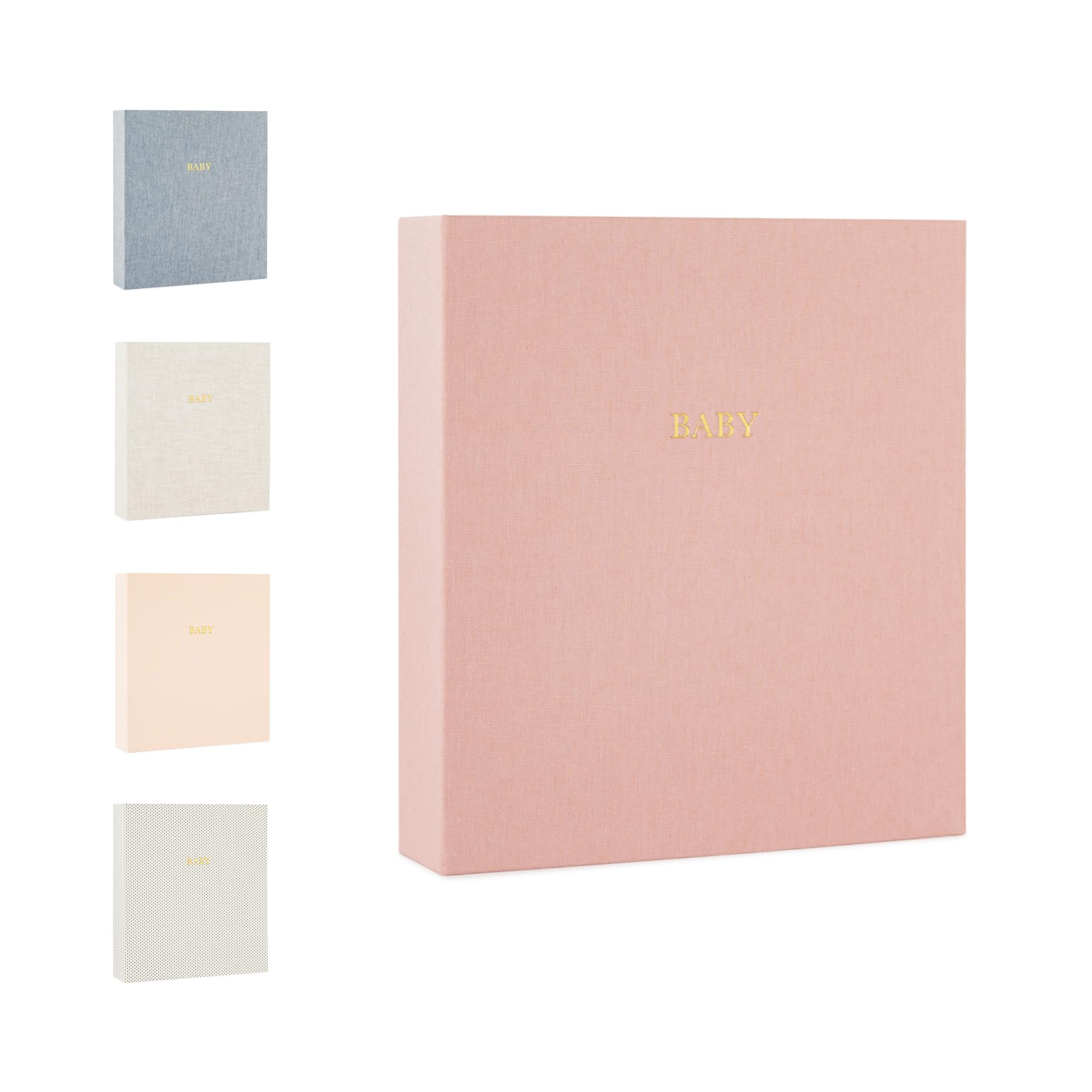 Baby Memory Book - Pregnancy to First Year Keepsake Journal with Pocket Storage | Gender Neutral Baby Shower Gift Idea | Cloth Hardcover Rose Linen Design | Perfect for Recording Milestones, First Photos & Special Moments