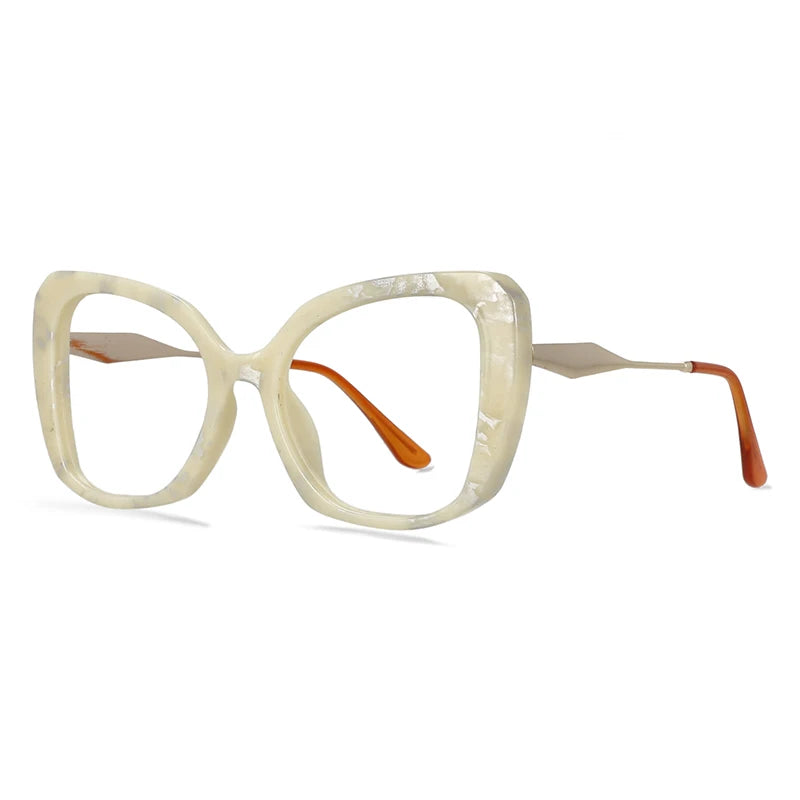 CCspace Women's Full Rim Large Cat Eye Reading Glasses - Plastic & Alloy Frame (R57092) - Perfect for Reading, Office Work, and Fashion Accessories