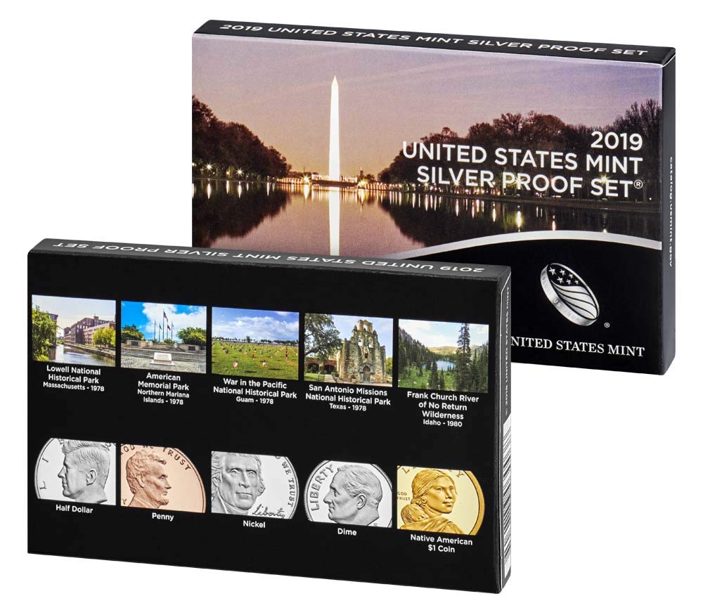 2019 S Silver Proof Coin Set - 10 Coins with .999 Fine Silver Quarters, Half Dollar & Dime | US Mint Collection | Perfect for Collectors & Investment