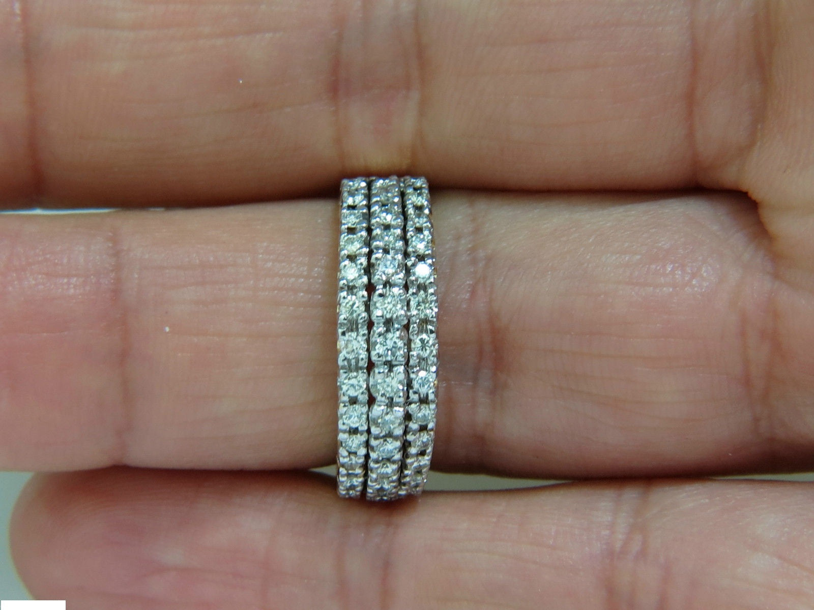 1.23CT Diamond Band Ring - 14KT Gold H/VS Quality Classic 3 Rows Wedding Ring for Women, Anniversary Gift, Bridal Jewelry, Everyday Elegance