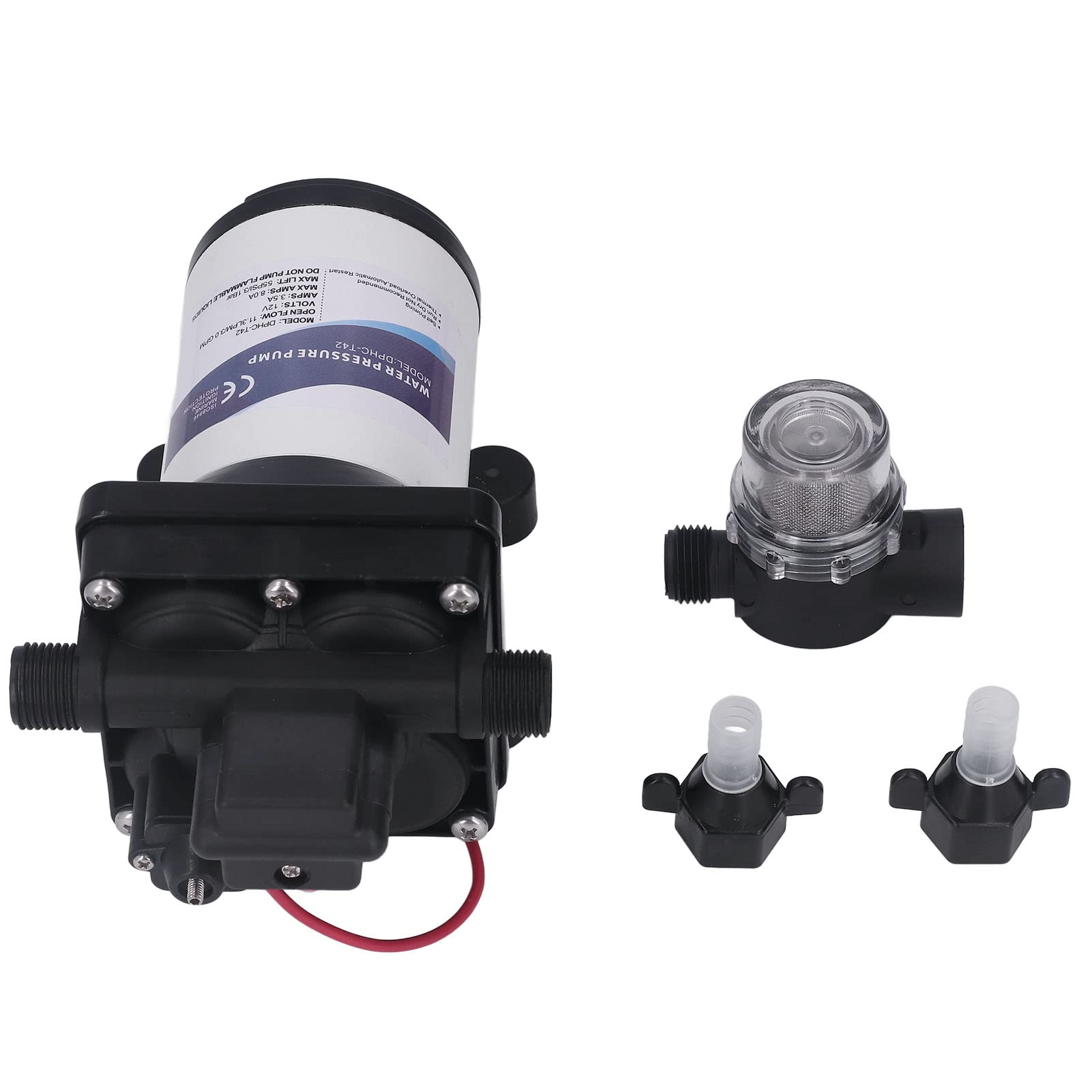 12V Diaphragm Water Pump - 13MM Connector, Self-Priming High Pressure Pump for Caravan, Campervan, RV & Marine Use - Ideal for Portable Water Transfer, Irrigation & Off-Grid Living