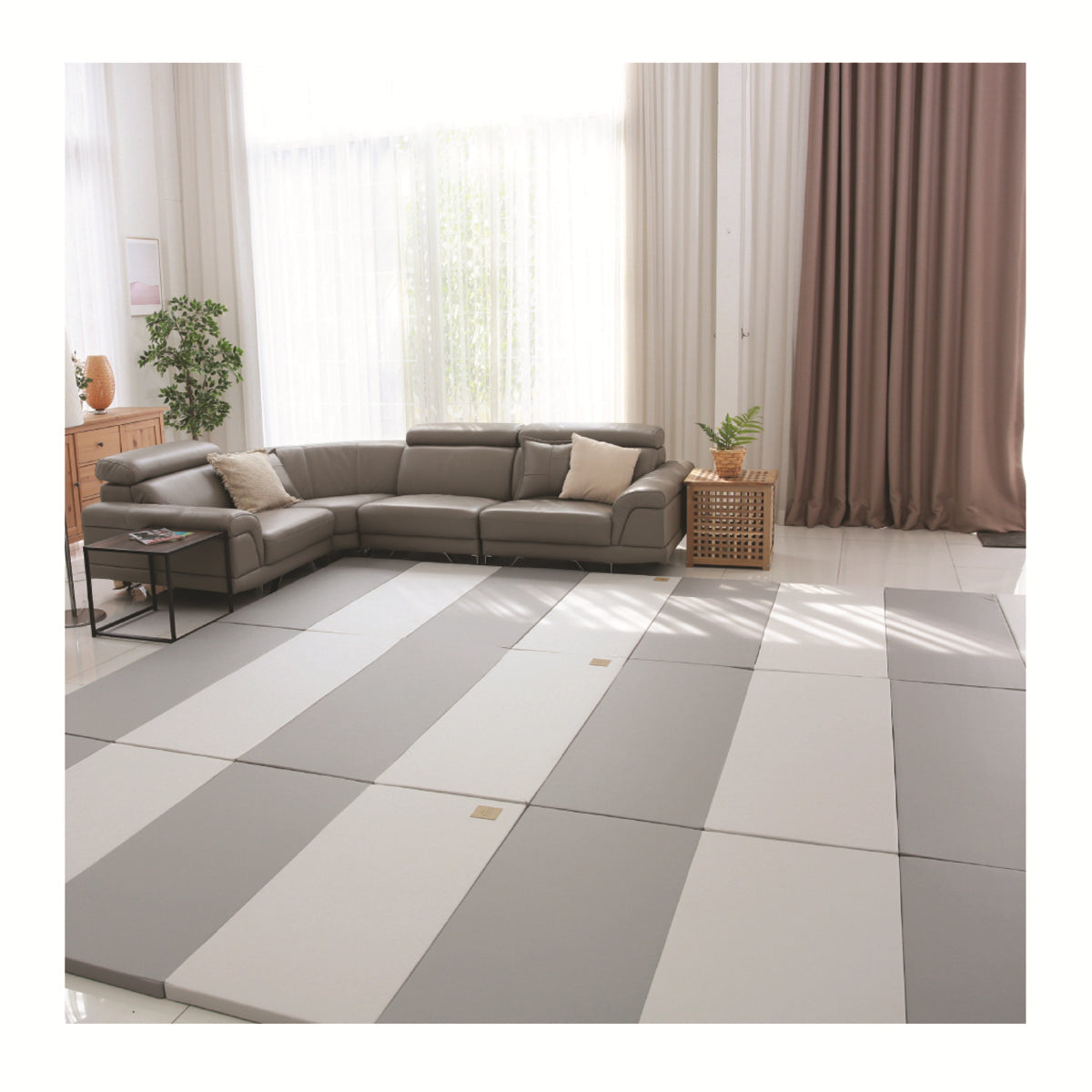 Caraz Signature Clean Extra Thick Foldable Play Mat 43 x 79 x 1.6 Inches - Non-Slip Baby Crawling Mat for Nursery, Playroom & Daycare Floor Protection