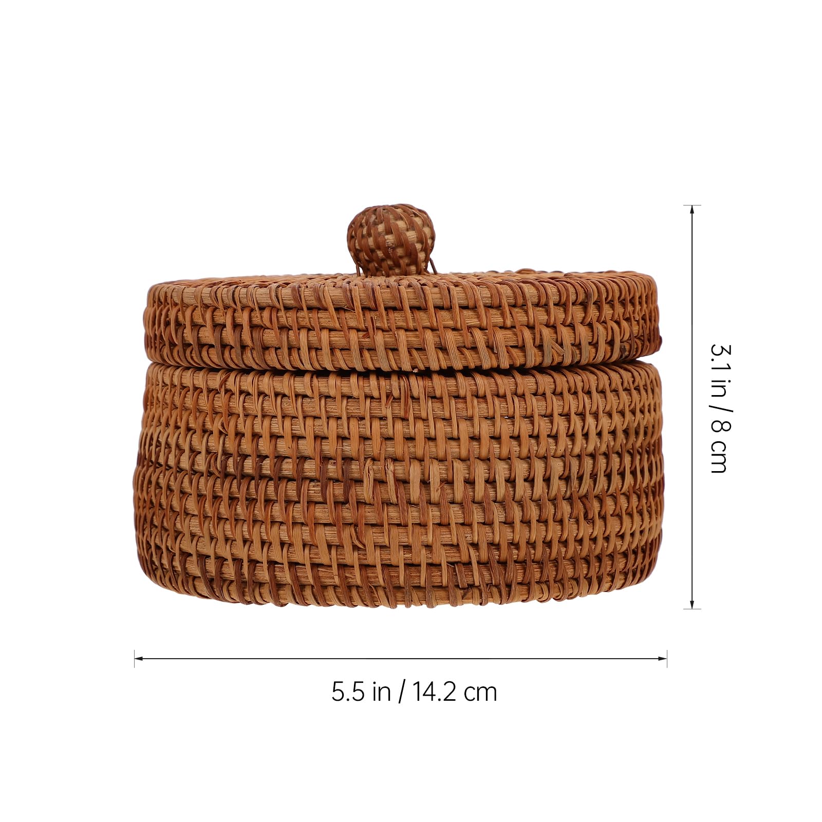 Mini Rattan Storage Basket with Lid - Handwoven Small Round Seagrass Box for Bathroom, Kitchen, Desk & Toy Organization - Natural Woven Decorative Storage Bin for Home Decor
