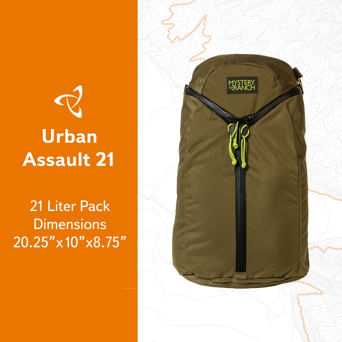 Mystery Ranch Urban Assault 21L Backpack - Durable Military Inspired Rucksack for Hiking, Travel & Everyday Use | Lizard Color | Tactical Daypack for Men & Women