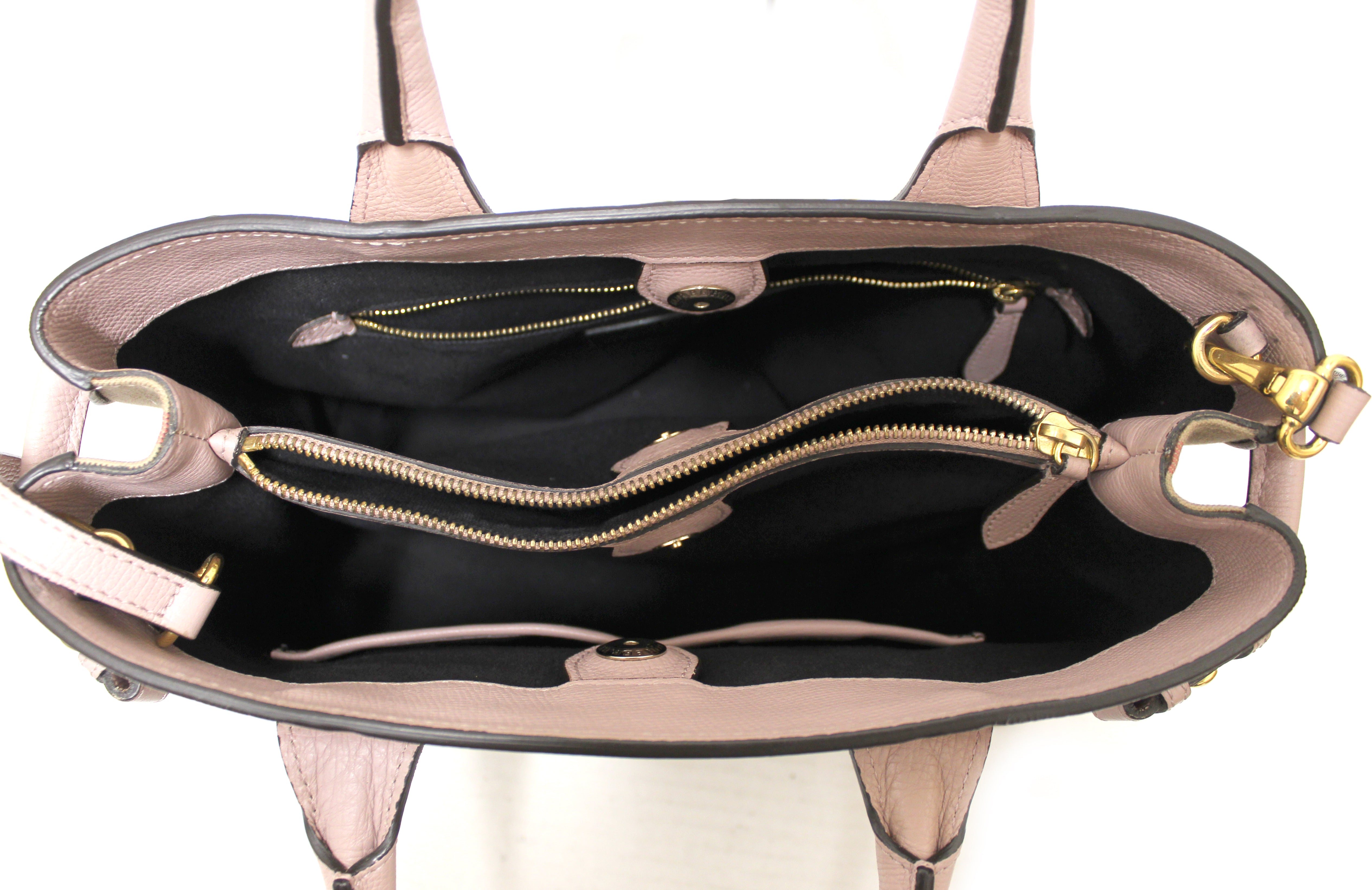 Authentic Burberry Powder Pink Leather & House Check Fabric Medium Banner Tote Bag for Women | Luxury Designer Handbag for Work, Travel & Everyday Use
