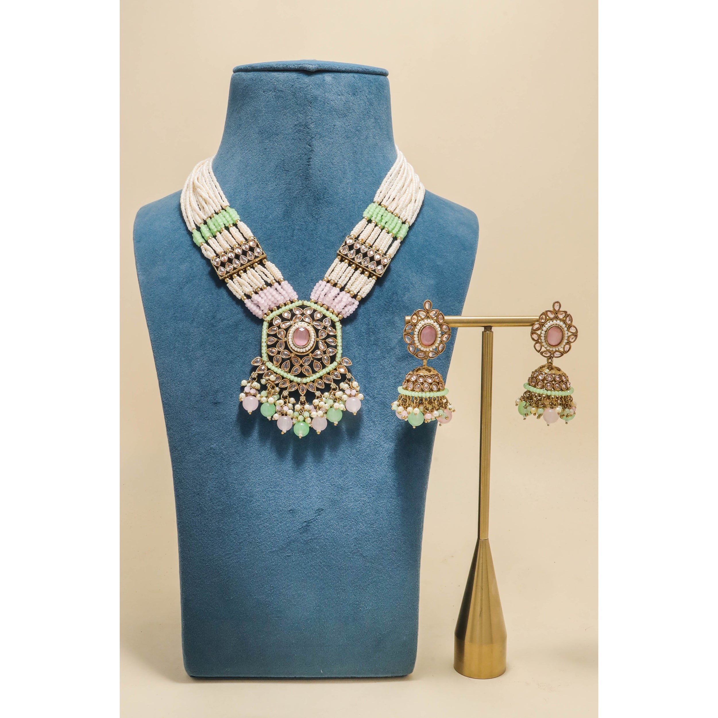 ANVI POLKI MALA Set - Handmade Beaded Jewelry for Women | Boho Chic Necklace & Earrings Set | Perfect for Festivals, Weddings & Boho Fashion