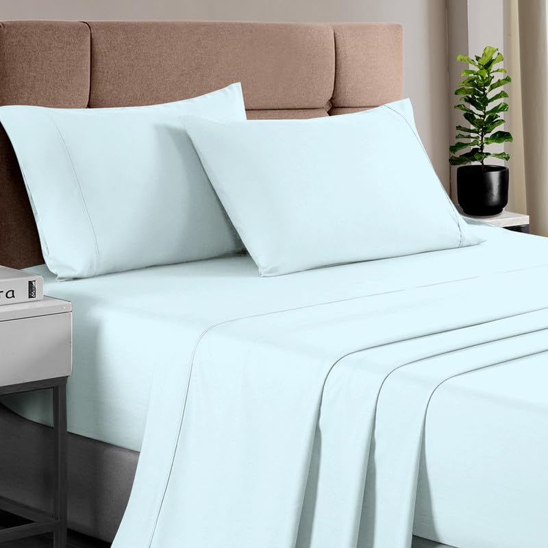Pizuna Pure 100% Cotton Twin Size Sheets - 400 Thread Count Luxury Sateen Bedding Set with 15