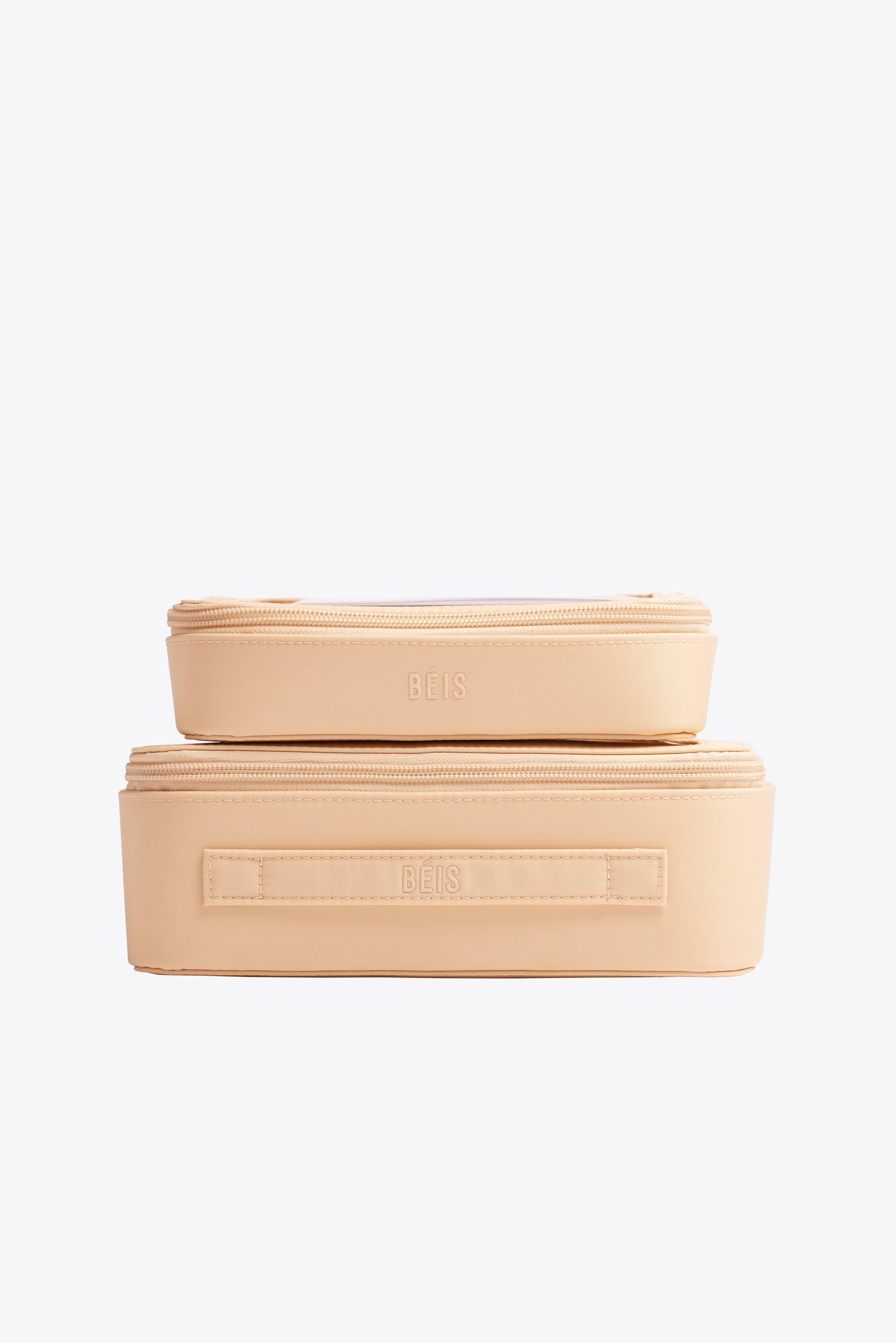 Travel-Friendly Beige Cosmetic Set for Airplane & On-the-Go Makeup Touch Ups | TSA Approved Toiletry Bag for Women