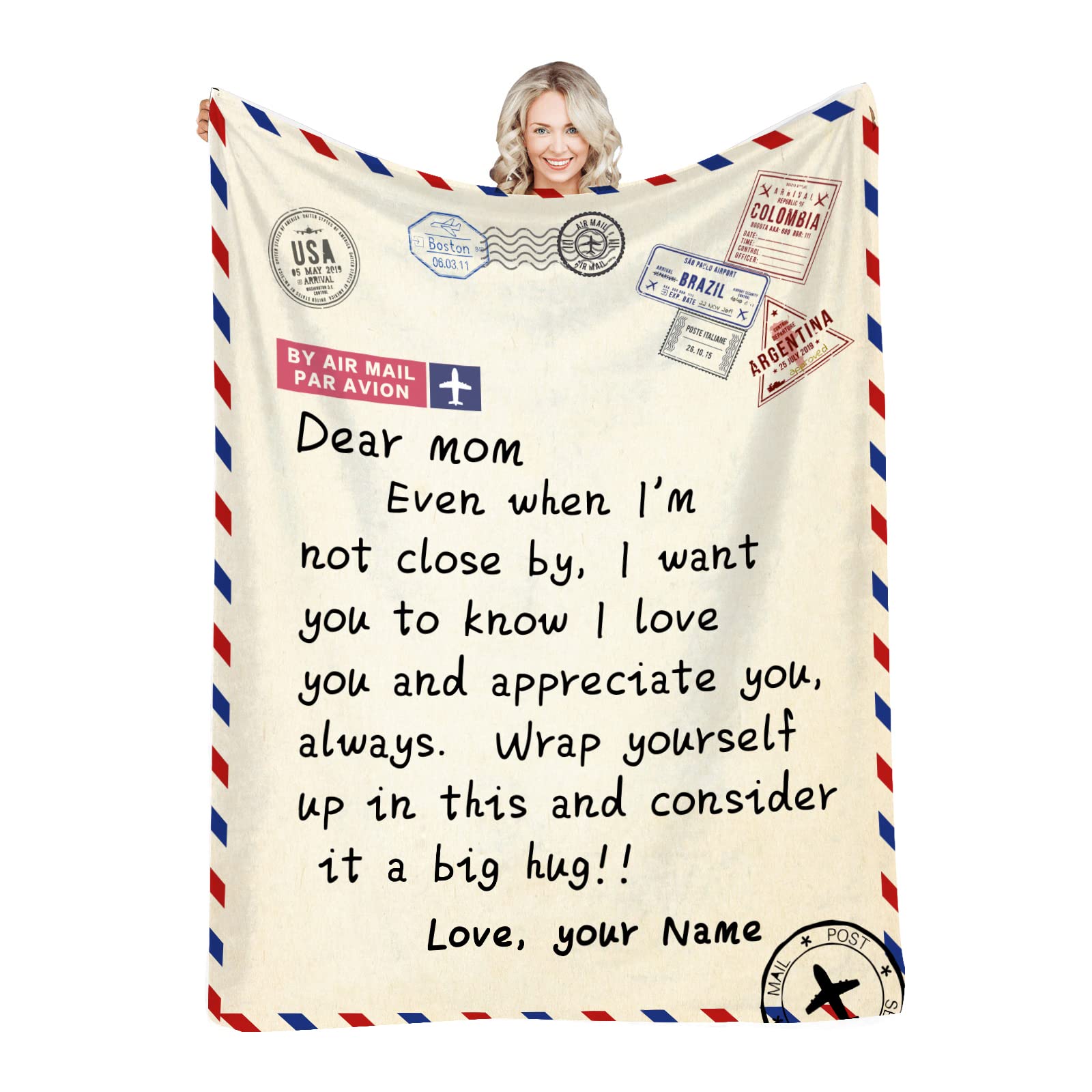 **Personalized Custom Blanket for Mom - Heartwarming Gift from Daughter or Son - Soft Letter Throw Blanket for Couch, Bed & Sofa - Perfect for Mother's Day, Birthday & Cozy Family Moments**