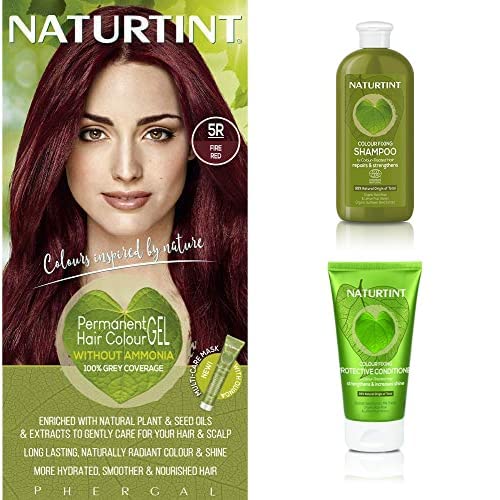 Naturtint Permanent Hair Color 5R Fire Red with Free Shampoo & Conditioner Set - Vibrant Long-Lasting Red Hair Dye for Salon-Quality Results at Home | Perfect for Brunettes, DIY Hair Coloring, and Special Occasions