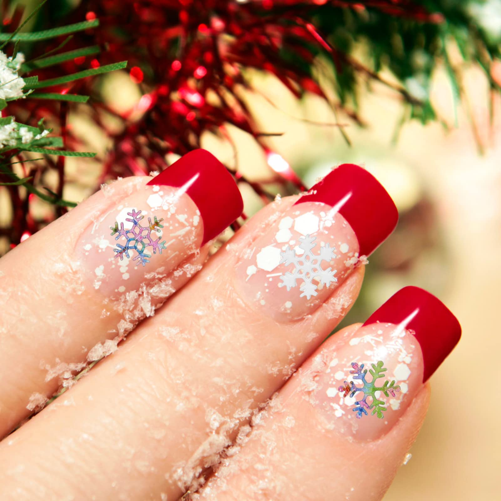 LALAFINA Christmas Nail Art Stickers - 3 Boxes Snowflake Nail Decals for DIY Manicure, Holiday Nail Decorations with Sequins & Glitter | Perfect for Christmas Parties, Gift Wrapping, and Festive Nail Designs