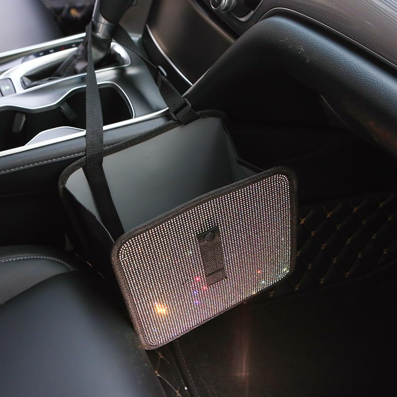 Foldable Hanging Car Trash Can - Waterproof Leakproof Storage Bag with Large Capacity (9.05x9.05 Inch) - Ideal for Road Trips, Commuting & Keeping Your Vehicle Clean - Car Interior Accessories Organizer - AB