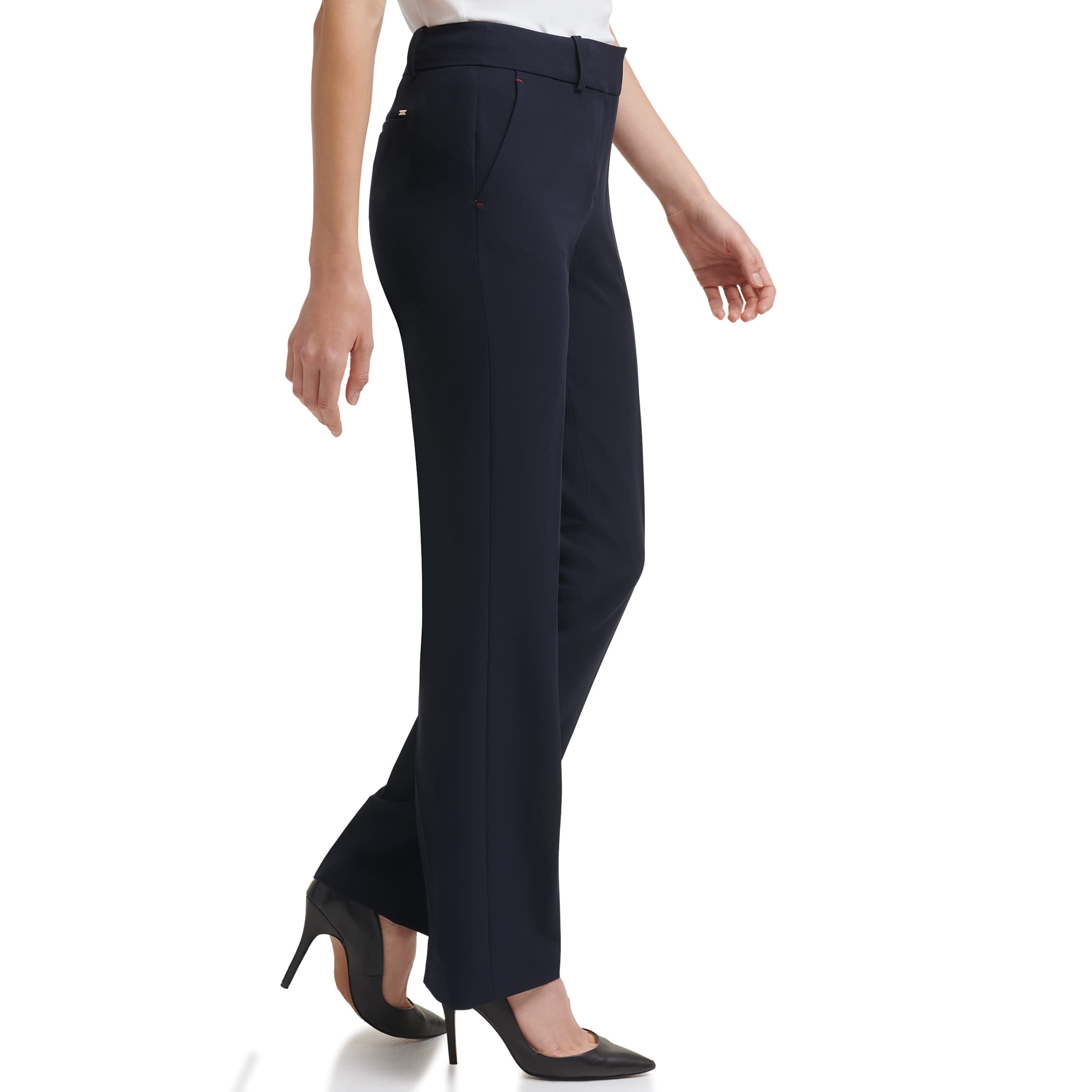 Tommy Hilfiger Women's Straight Leg Dress Pants with Elastic Waist - Comfortable Office Work Trousers for Business Casual & Professional Wear