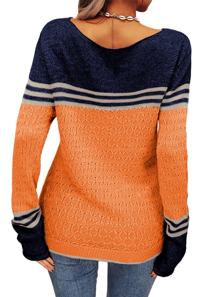 Grlasen Women's Fashion Colorblock Pullover Sweater - Round Neck Knitwear Tops for Autumn & Winter | Cozy Casual Wear for Office, Dating & Travel