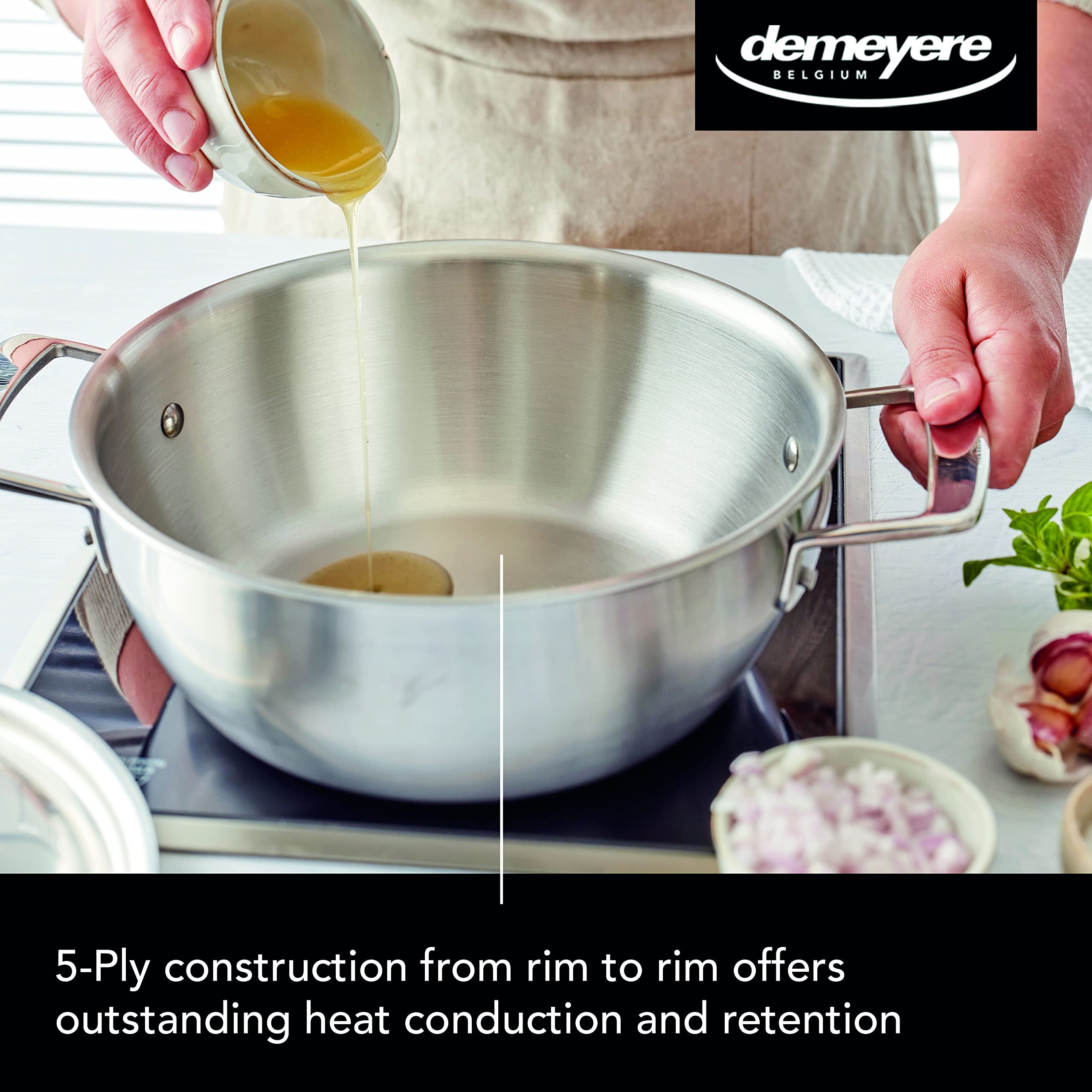 DEMEYERE Essential 5 Conical Stainless Steel Cookpot - 28cm Diameter - Induction & Stovetop Compatible - Energy Efficient, Fast Heat Conduction - 30 Year Warranty - Perfect for Soups, Stews & Pasta Cooking
