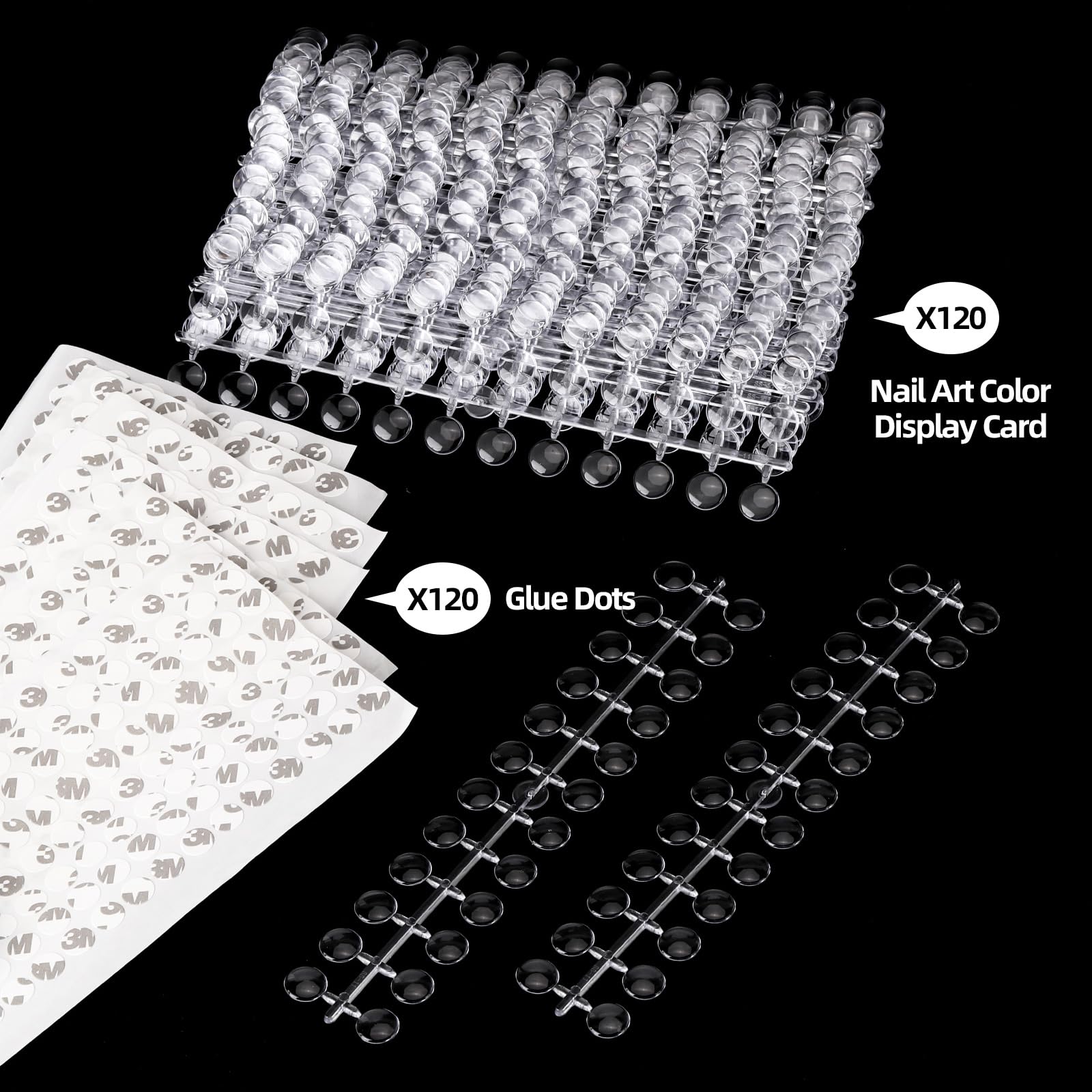 Tbestmax 720 Pcs Transparent Nail Polish Swatch Dots - Round False Nail Display Tips with Adhesive Stickers | Nail Art Color Chart for Salon Training, Practice & DIY Manicure at Home