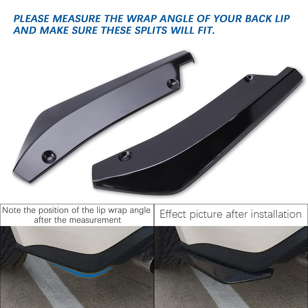 Universal Front Bumper Lip Protector & Rear Diffuser with Side Skirts - Gloss Black & Blue Tongue Car Splitter Spoiler Body Kit (29.3