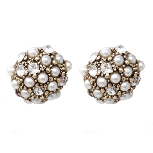 Natural Crystal Stud Earrings with Genuine Pearl Accents - Elegant & Dainty Jewelry for Women - Perfect for Weddings, Parties & Everyday Wear
