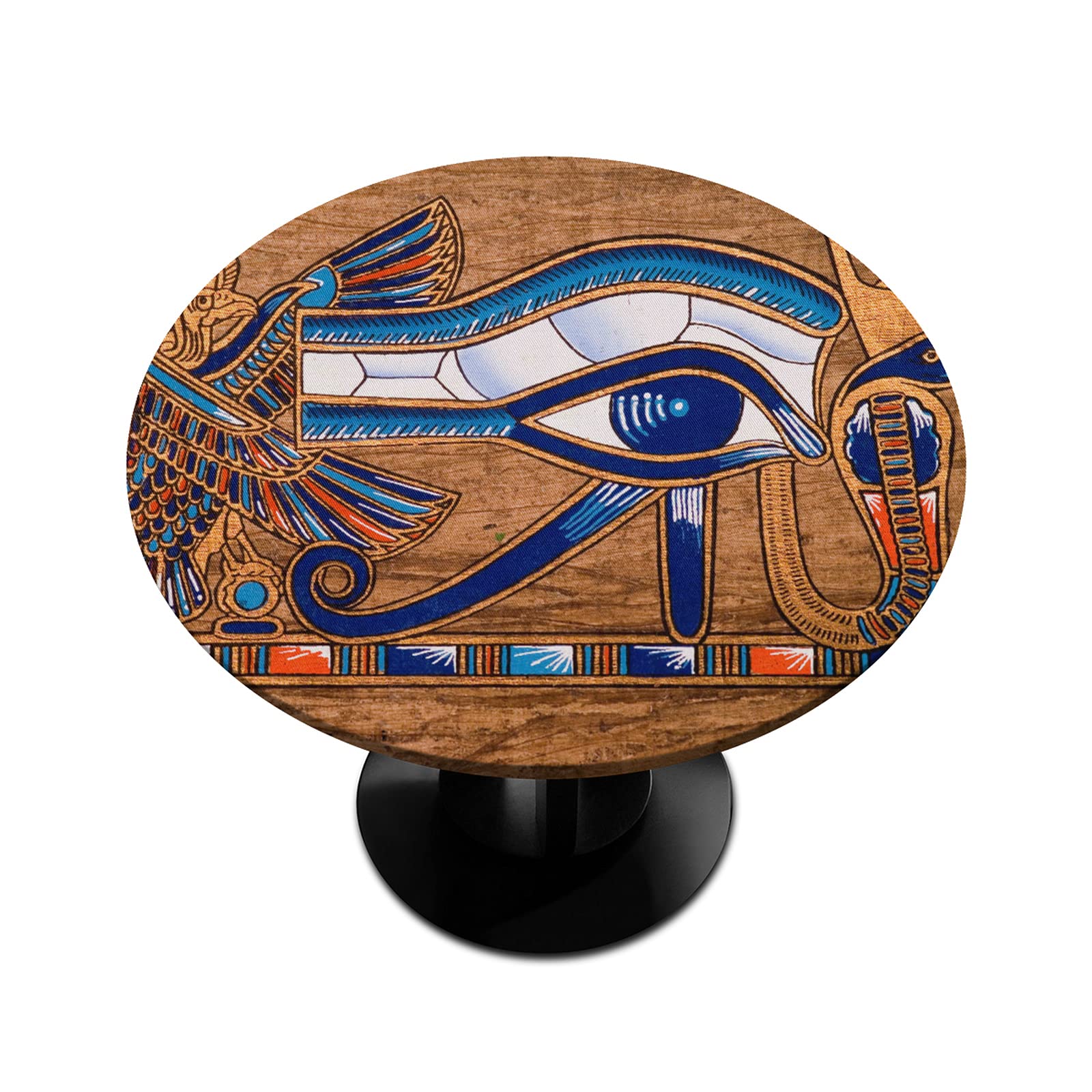 Egyptian Horus Eye Elastic Edge Round Tablecloth - Waterproof & Wipeable Fitted Table Cover for 36