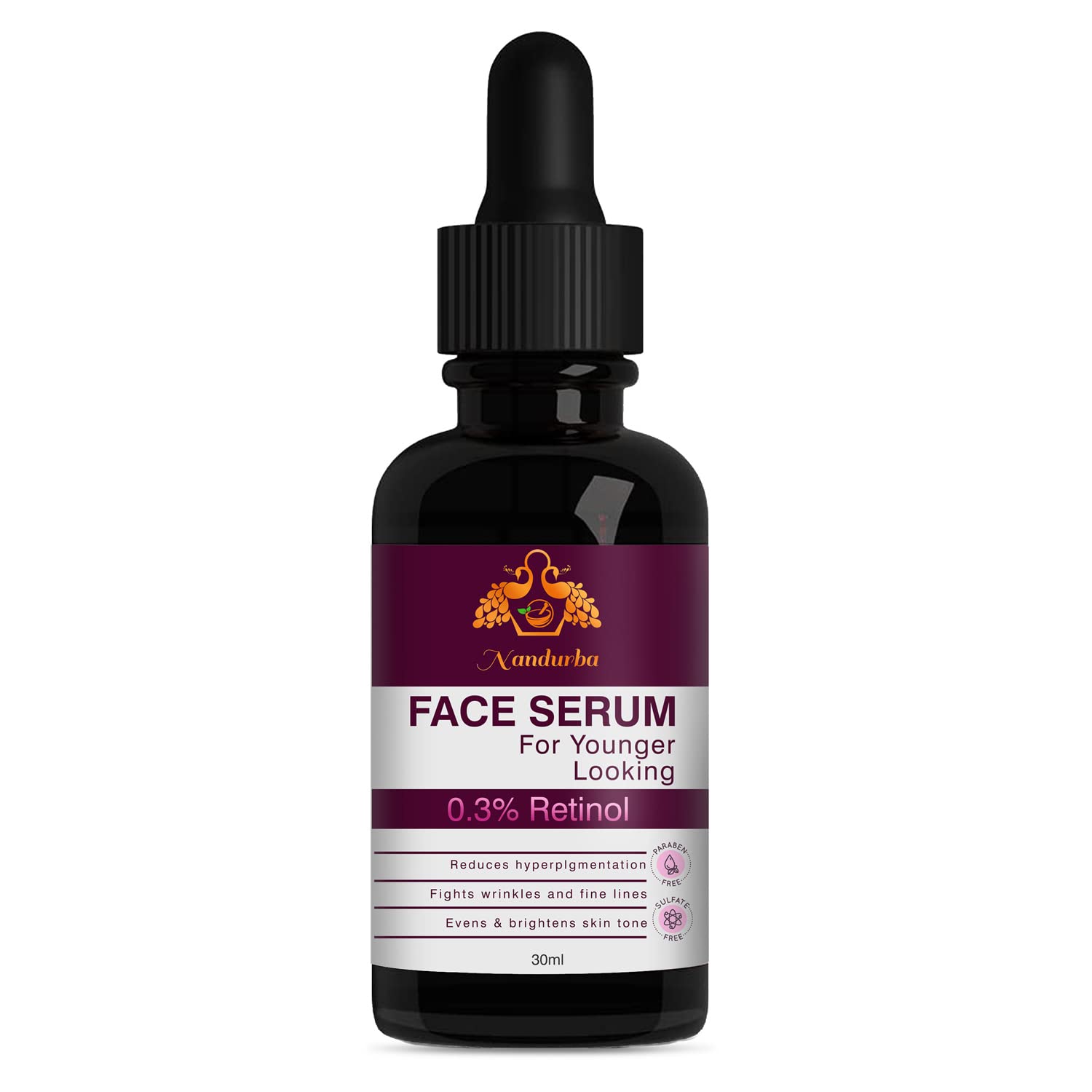 Nandurba 0.3% Retinol Face Serum - Reduces Hyperpigmentation, Wrinkles & Fine Lines for Youthful Skin | Anti-Aging Treatment for Men & Women | 30ML | Perfect for Nighttime Skincare Routine & Daily Anti-Wrinkle Care