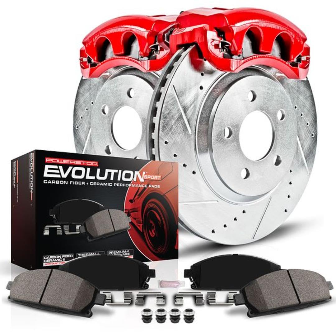 Power Stop KC7885 Z23 Evolution Sport Front Brake Kit - Premium Brake Rotors, Pads & Calipers for 2017-2020 Lincoln MKZ | High-Performance Stopping Power for City Driving & Highway Commutes