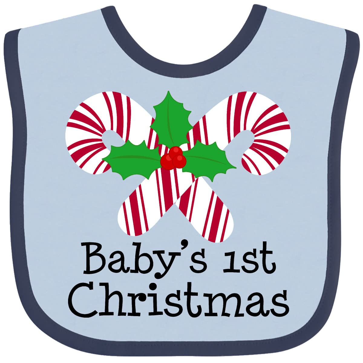 Inktastic Baby's 1st Christmas Candy Canes Baby Bib - Adorable Holiday Bib for Infants - Perfect for Christmas Photos, Parties & Family Gatherings