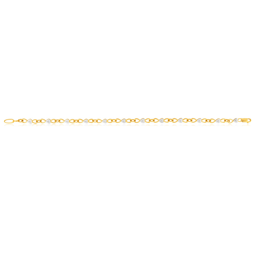 9ct Yellow Gold 5-Point Diamond Bracelet for Women - Elegant Tennis Bracelet for Anniversary, Wedding & Special Occasions