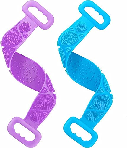 MACVL5 Silicone Body Scrubber - Dual-Sided Exfoliating Brush for Deep Skin Cleansing & Massage, Dead Skin Removal Shower Belt - Easy to Clean & Lathers Well for Men & Women (2-Pack) | Perfect for Spa Days & Relaxing Bath Time