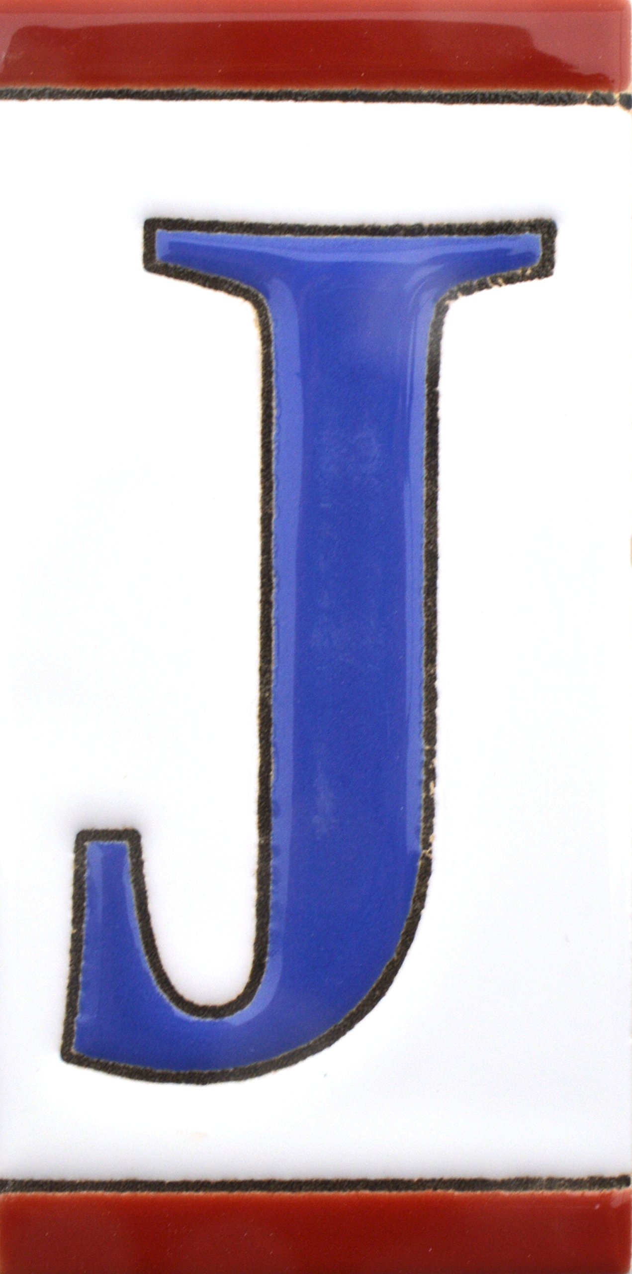 Handpainted 4 Inch House Letters - USA Flag Design Address Tiles for Signs, Names & Home Decor (Letter J, 4.29