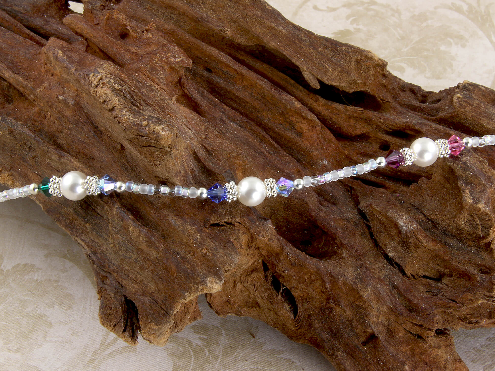 White Rainbow Crystal Beaded Anklet - Elegant Bohemian Ankle Bracelet for Women | Perfect for Summer, Beach, Weddings & Boho Fashion