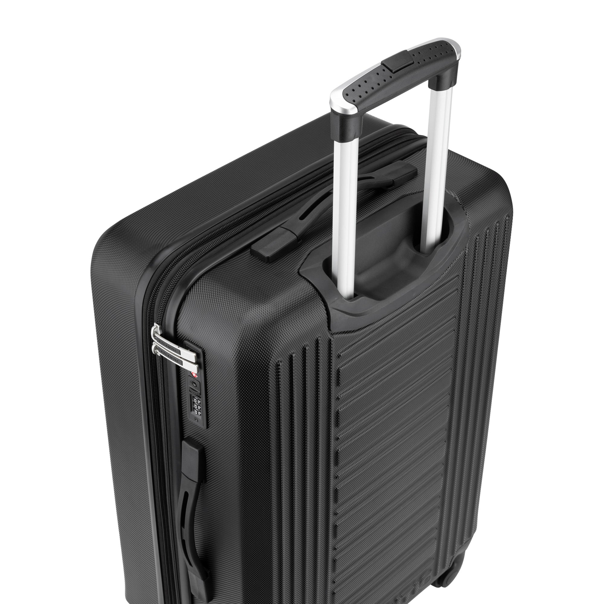 Atlantic Acclaim II 3-Piece Luggage Set - Lightweight Spinner Suitcase with TSA Lock, Durable Hardshell Carry On & Checked Bags (Black) - Perfect for Business Travel, Family Vacations & International Trips