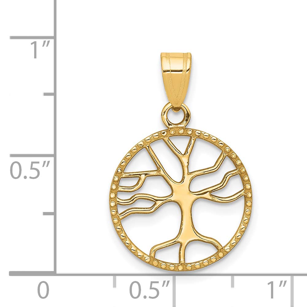 FJC Finejewelers 14k Yellow Gold Polished Small Tree of Life Round Charm Pendant - Perfect for Everyday Wear, Gift Giving & Spiritual Jewelry Collection