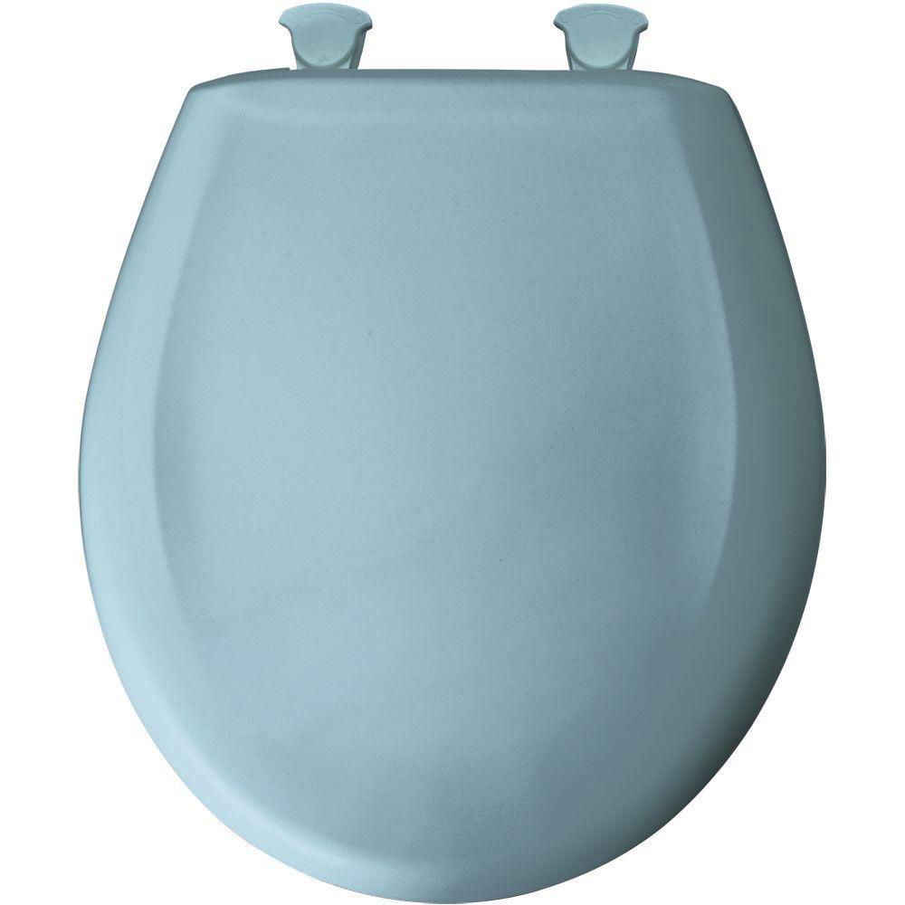 Bemis Slow Close STA TITE Round Closed Front Toilet Seat in Twilight Blue 480872 - Soft Close Hinges, Easy Installation, Durable Bathroom Toilet Seat for Home & Commercial Use