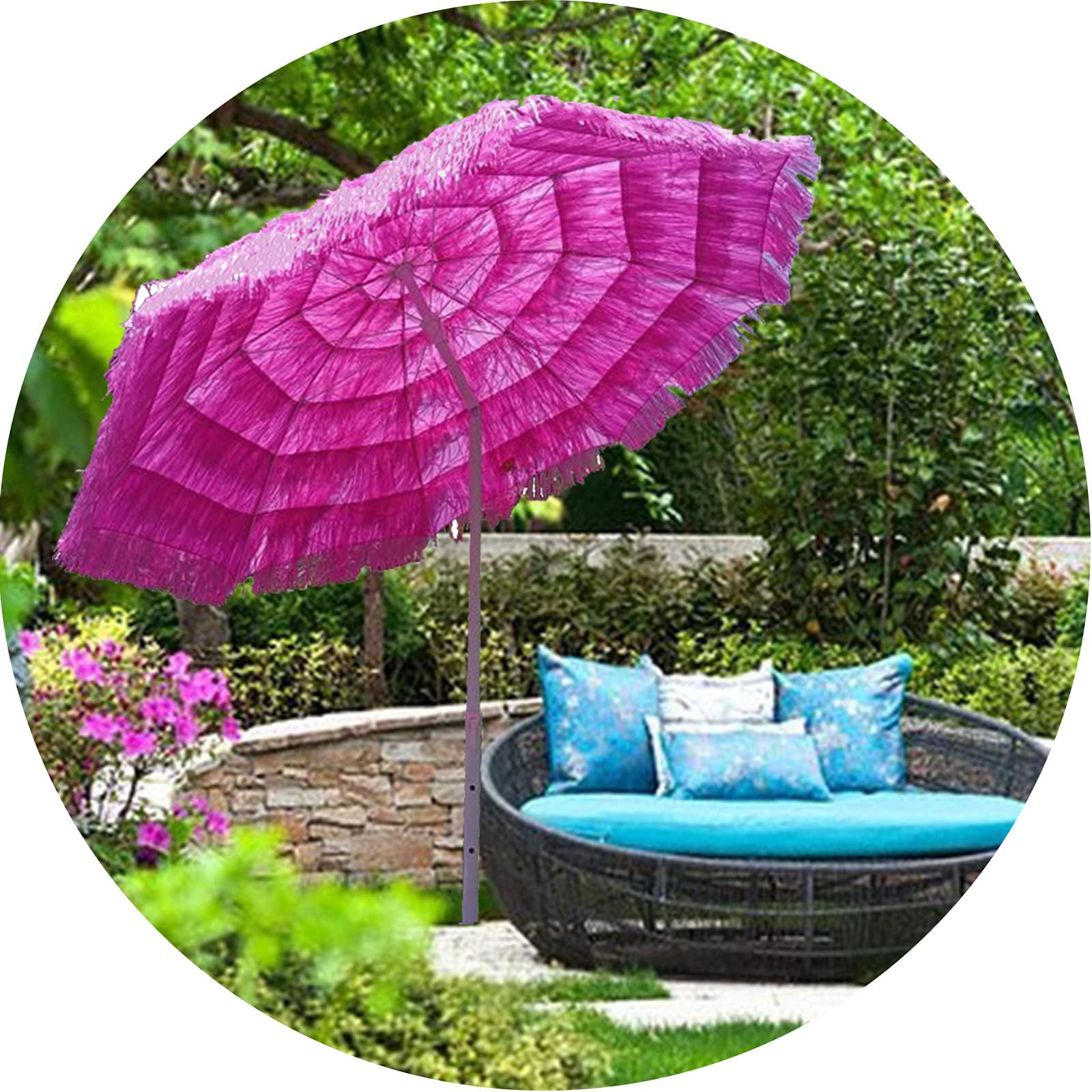 OOOMG 6.5ft Pink Beach Umbrella - Portable Outdoor Sun Shade with Tilt Function, Waterproof UV Protection for Patio, Garden, Poolside & Backyard (Base Sold Separately) | Perfect for Summer Relaxation, Picnics & Coastal Vacations