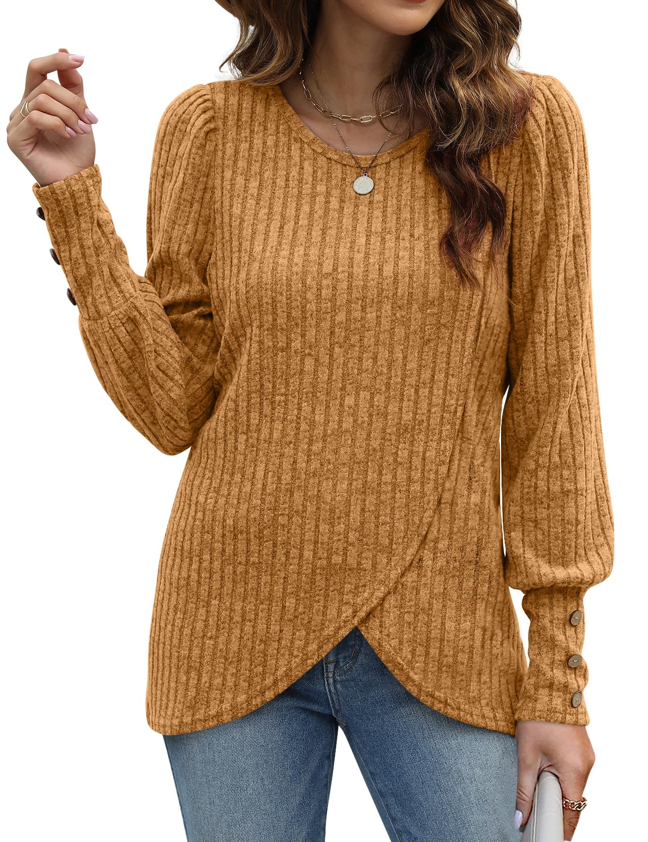 WEESO Women's Lightweight Puffy Lantern Sleeve Tunic Sweater - Casual Pullover Top with Tulip Hem for Fall & Winter | Perfect for Office, Date Night and Weekend Outfits