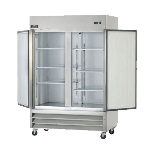Arctic Air AR49 Commercial Reach-In Refrigerator - 2 Section Glass Door Freezer for Restaurants, Grocery Stores & Food Service Businesses - Heavy Duty Stainless Steel Refrigeration Unit with Adjustable Shelves