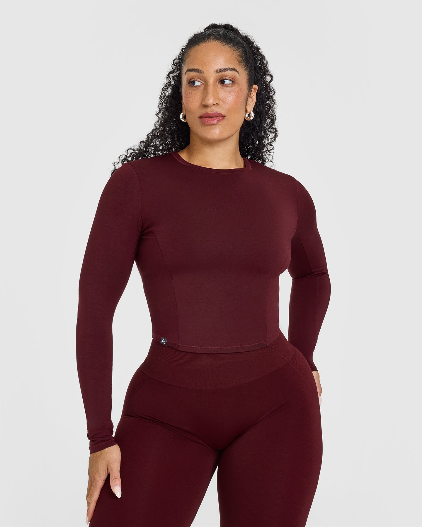 Mellow™ Soft Mid Long Sleeve T-Shirt for Women - Comfortable Rosewood Color Casual Top | Perfect for Everyday Wear, Office & Weekend Outfits