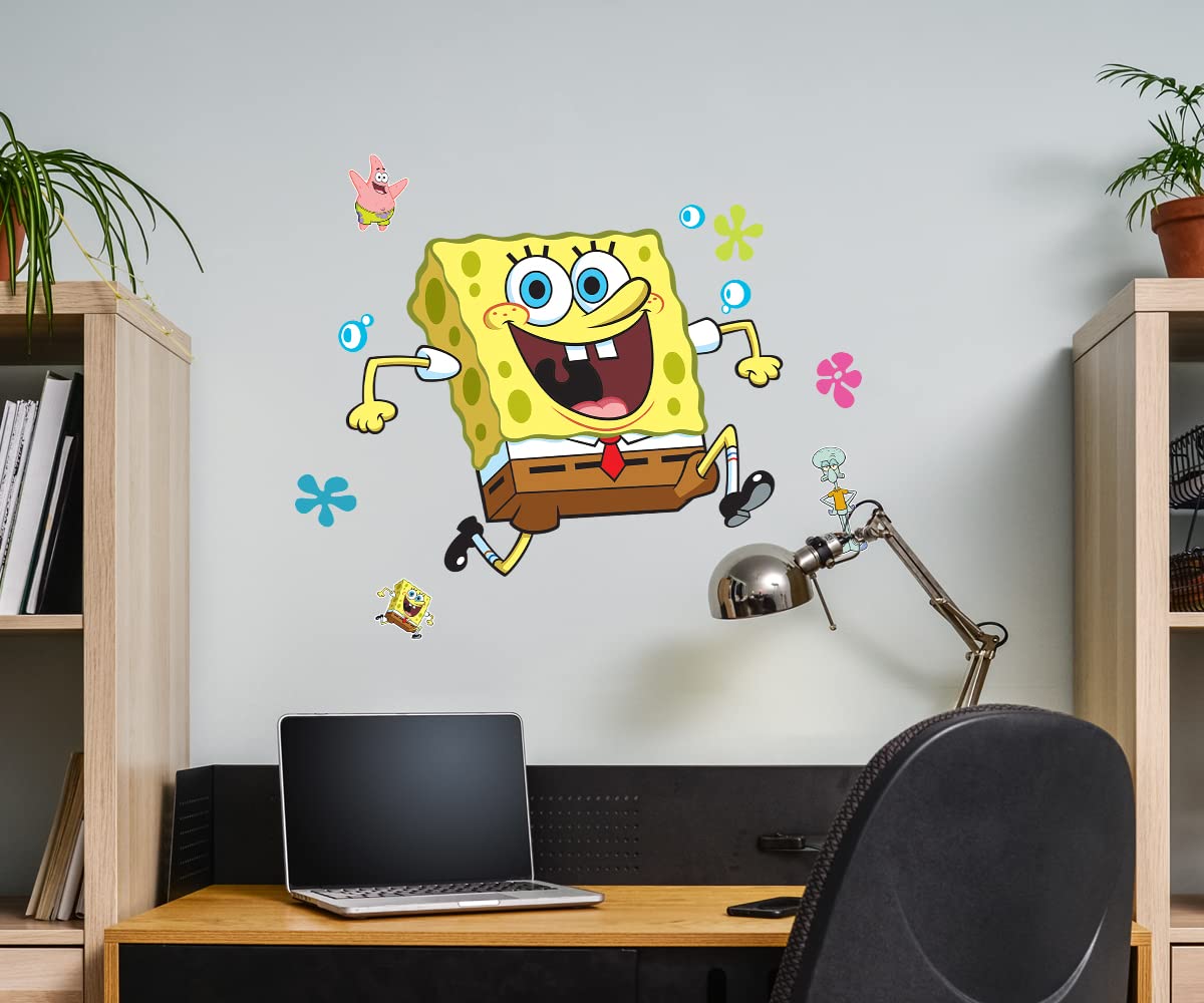 SpongeBob SquarePants Removable Vinyl Wall Decals Set - DIY Wall Art Stickers for Kids Room, Nursery, Windows & Doors - Fun Cartoon Decor for Bedroom, Playroom & Classroom