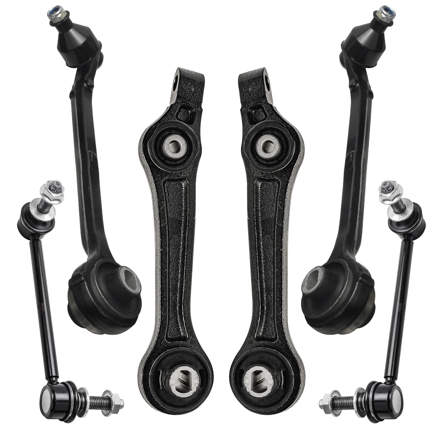 Detroit Axle 6-Piece Front Control Arm Kit for Chrysler 300, Dodge Challenger, Charger & Magnum - 4 Lower Forward/Rearward Control Arms & 2 Sway Bars - Replacement Suspension Parts for Smooth Ride & Handling (Ideal for Daily Commuting, Performance Driving & Off-Road Adventures)